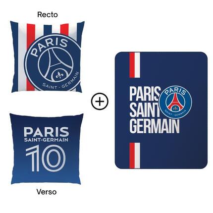 Plaid + coussin 100% polyester football Paris - PSG Style