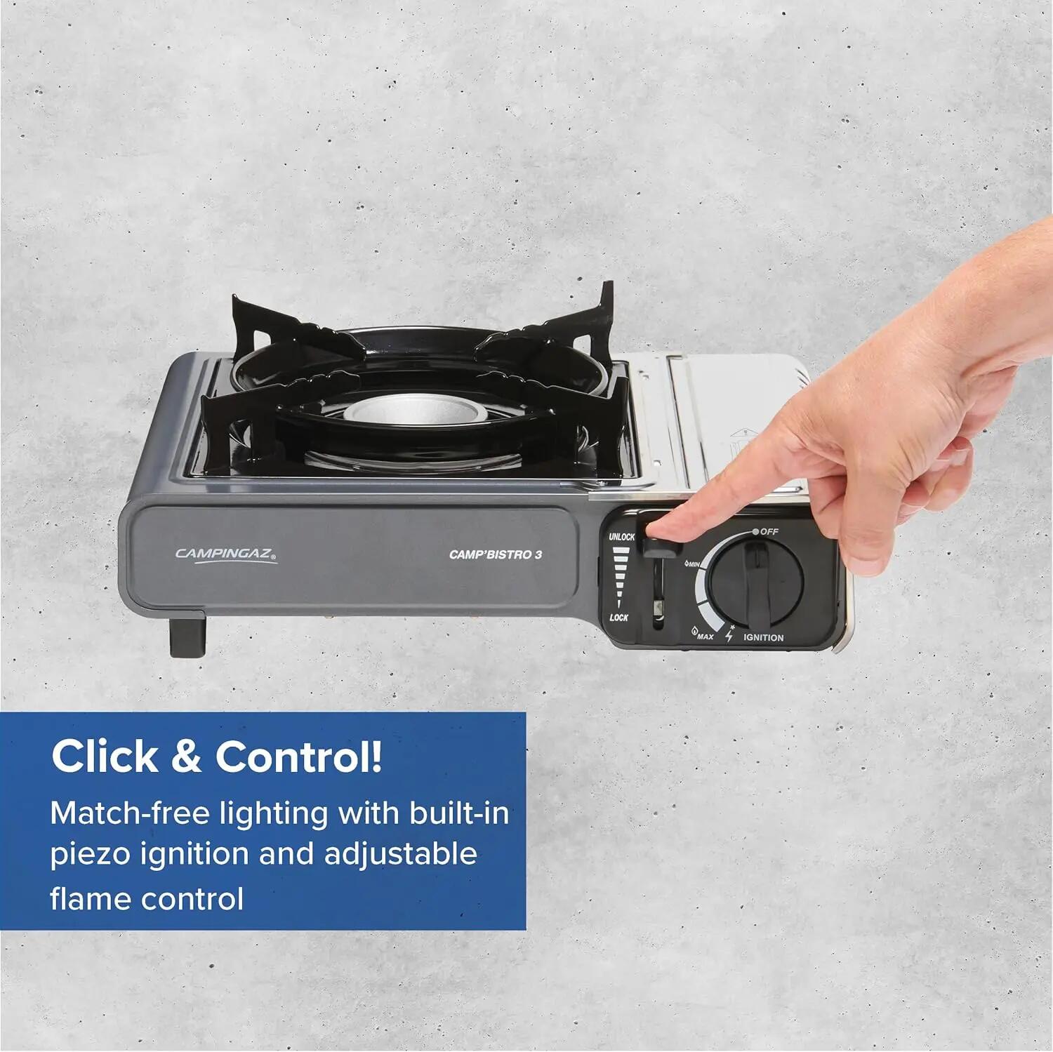 Camp Bistro 3 Portable Camping Gas Stove I Fully adjustable power with integrated Piezo ignition -  4