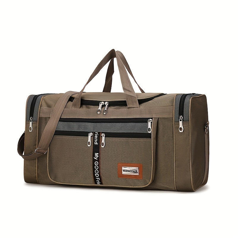 Foldable Nylon Travel Duffel Bag Khaki