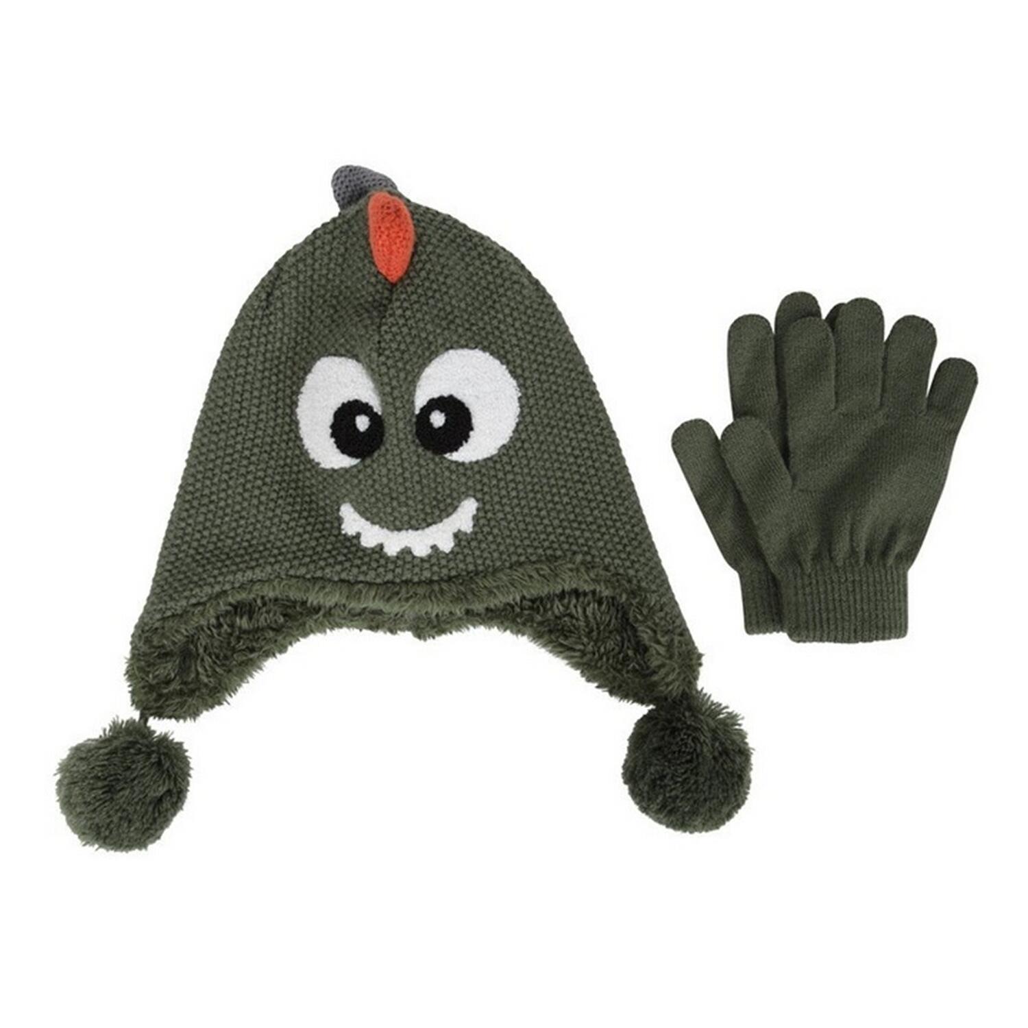 Mountain Warehouse Childrens/Kids Dragon Faux Fur Lined Hat And Gloves Set