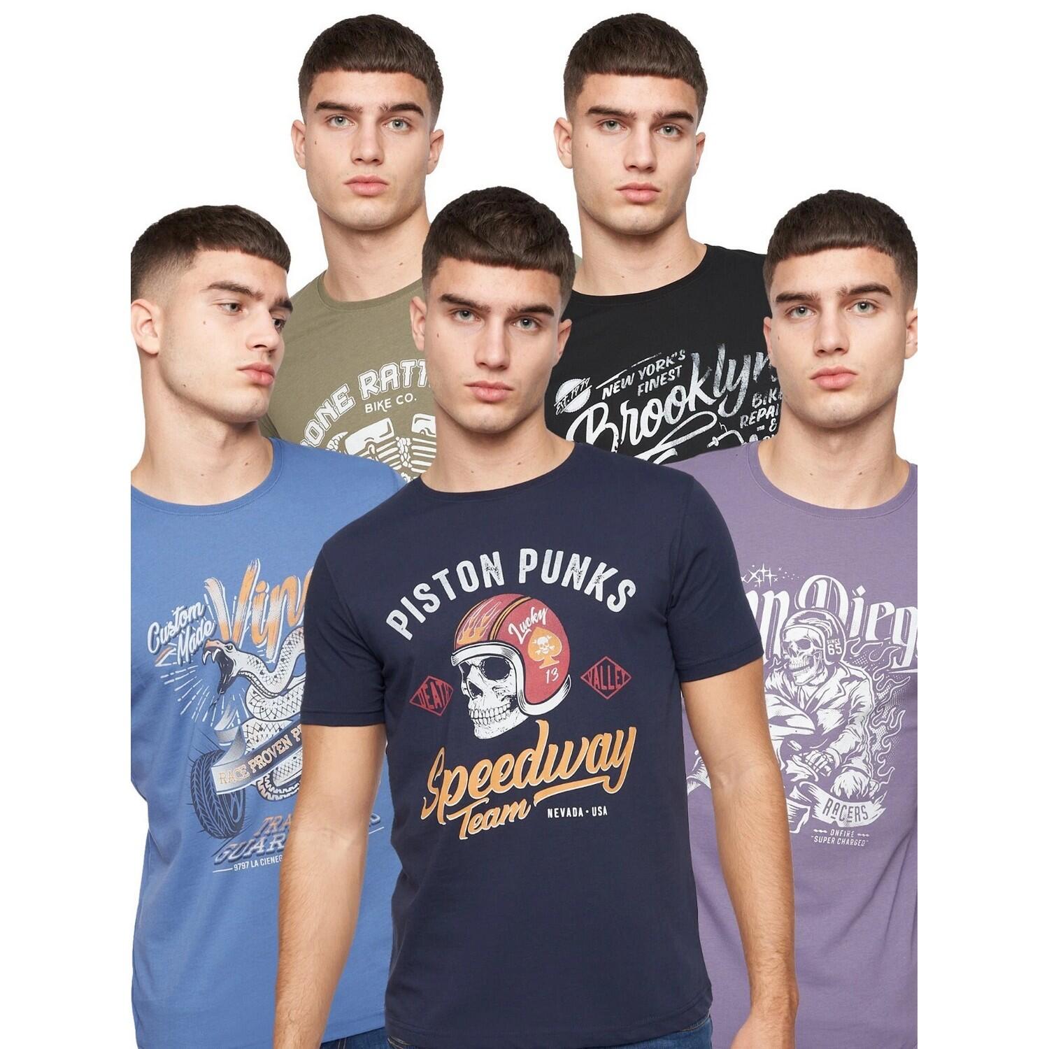 Crosshatch Mens Jerome Assorted Designs T-Shirt (Pack of 5)