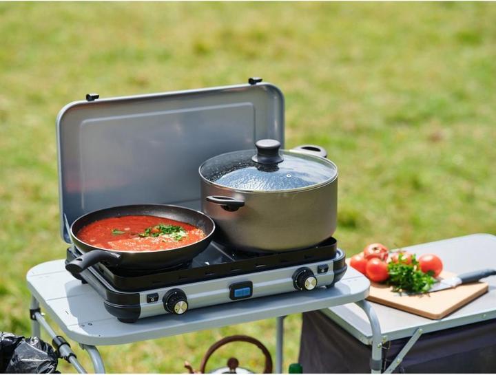 Camping Kitchen 2 Maxi Camping Gas Stove with two independent burners I Convenient piezo ignition for matchless lighting
