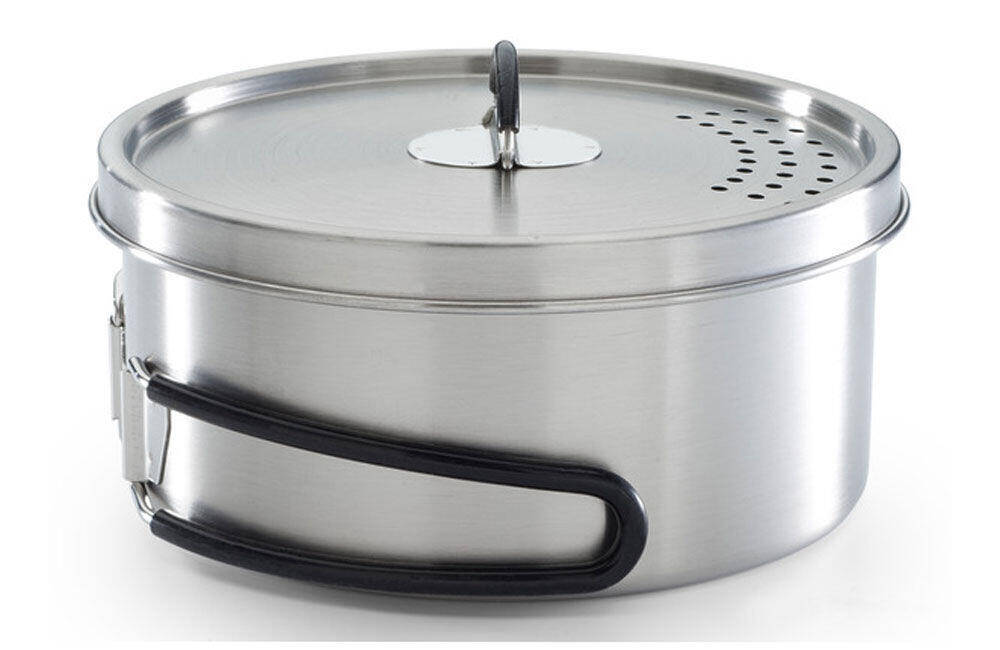 Stainless Steel Camping Cookware Set – Durable, Easy-Pack Pots & Pans with Silicone Handles for Outdoor Cooking -  2