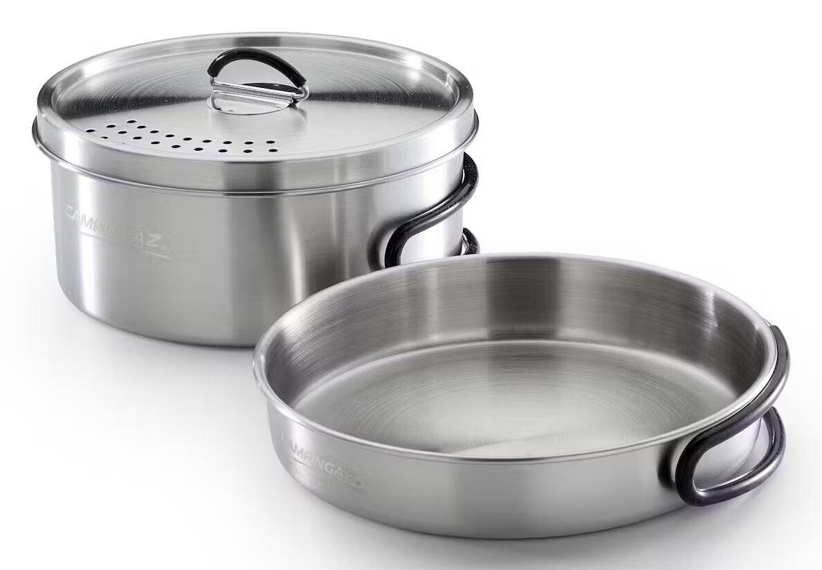 Campingaz Stainless Steel Trekking Cookware Kit – Compact Pot & Pan Set with Silicone Handles for Easy Outdoor Cooking -  1