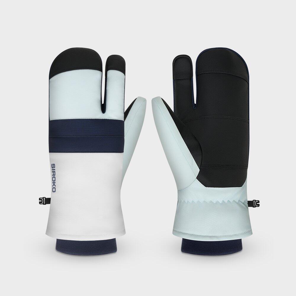 Moufles de ski 3 doigts Homme et Femme Glisse White Blanc 5/6