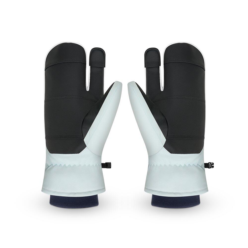 Men & Women 3-finger lobster ski mittens Glisse Light Blue Blue 2/6