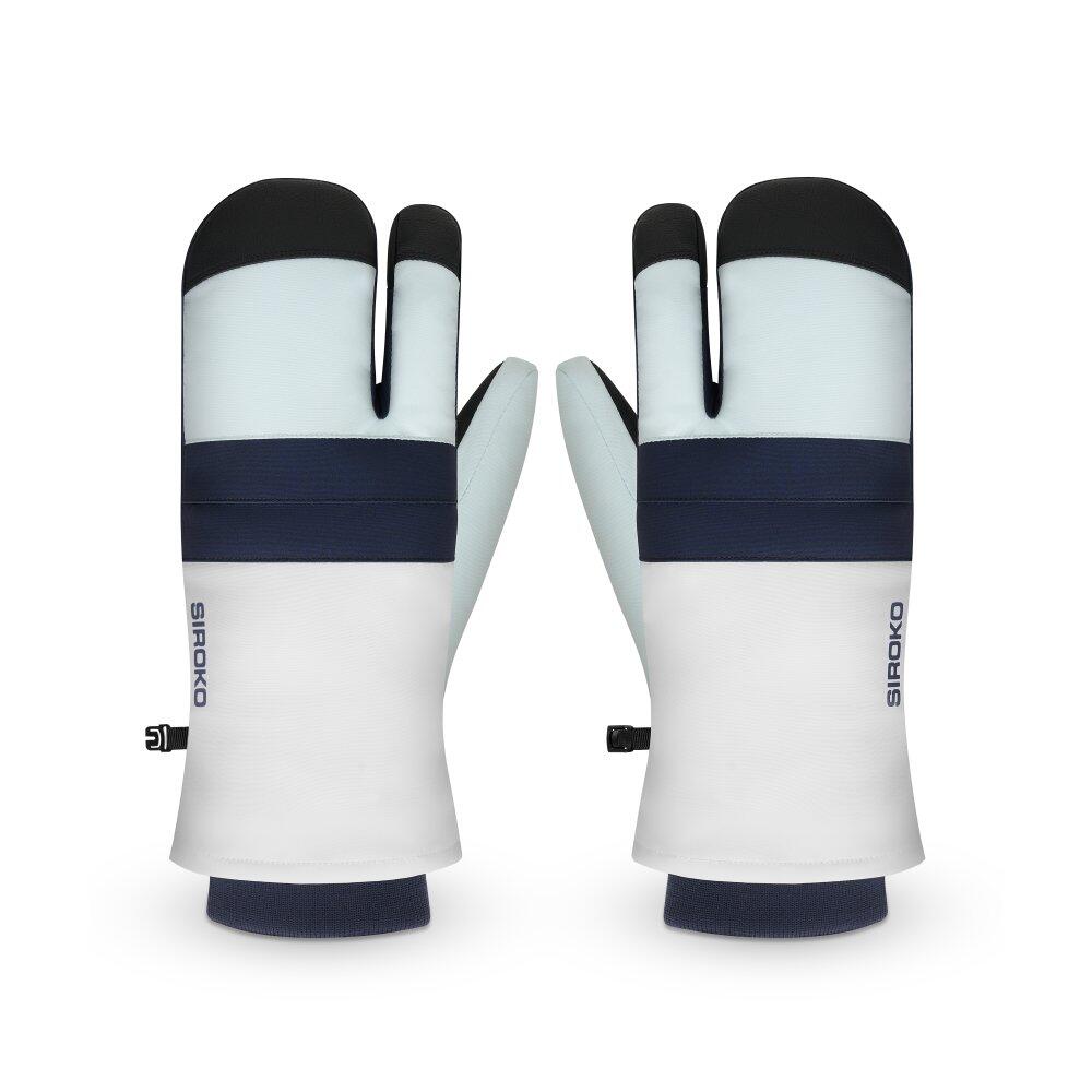 Men & Women 3-finger lobster ski mittens Glisse White White