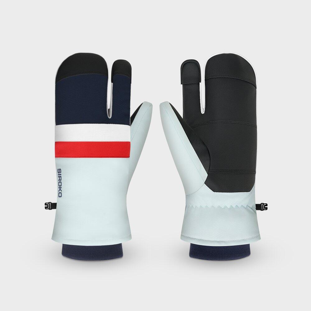 Men & Women 3-finger lobster ski mittens Glisse Light Blue Blue 5/6