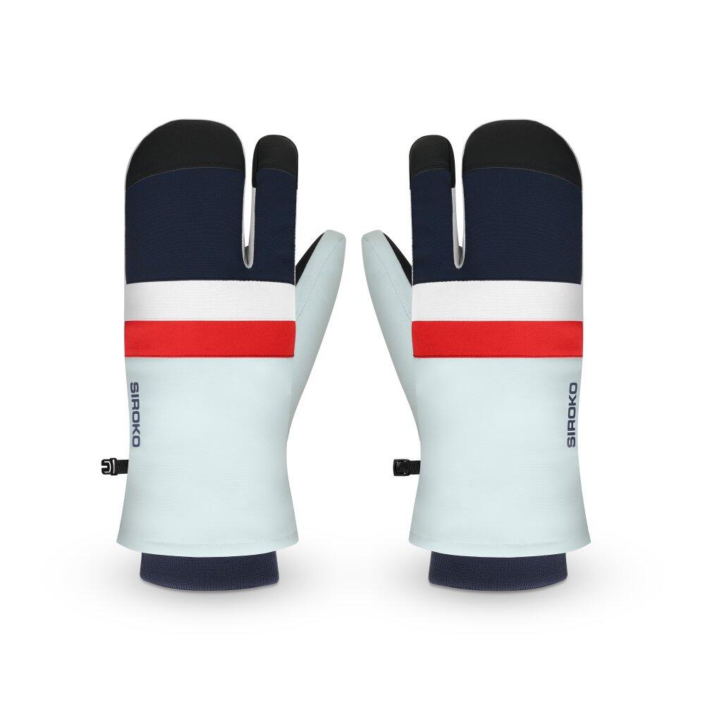 Men & Women 3-finger lobster ski mittens Glisse Light Blue Blue