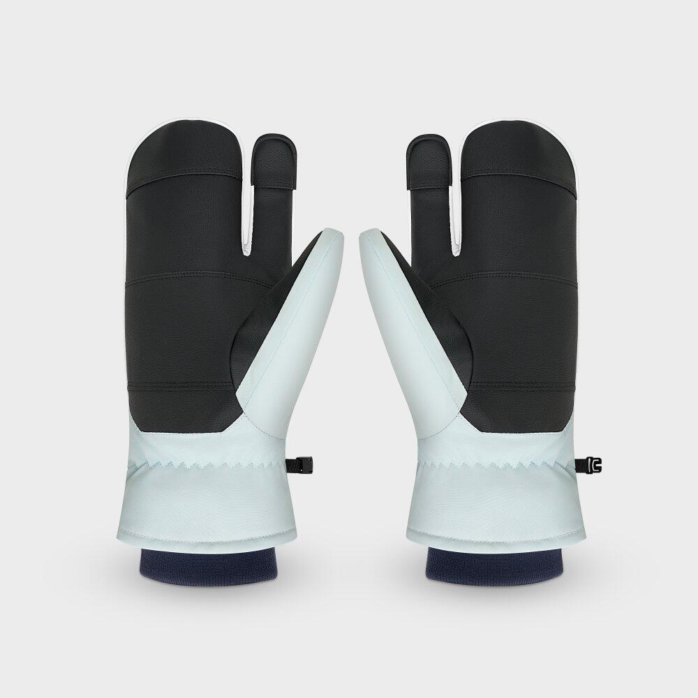 Men & Women 3-finger lobster ski mittens Glisse Light Blue Blue 4/6