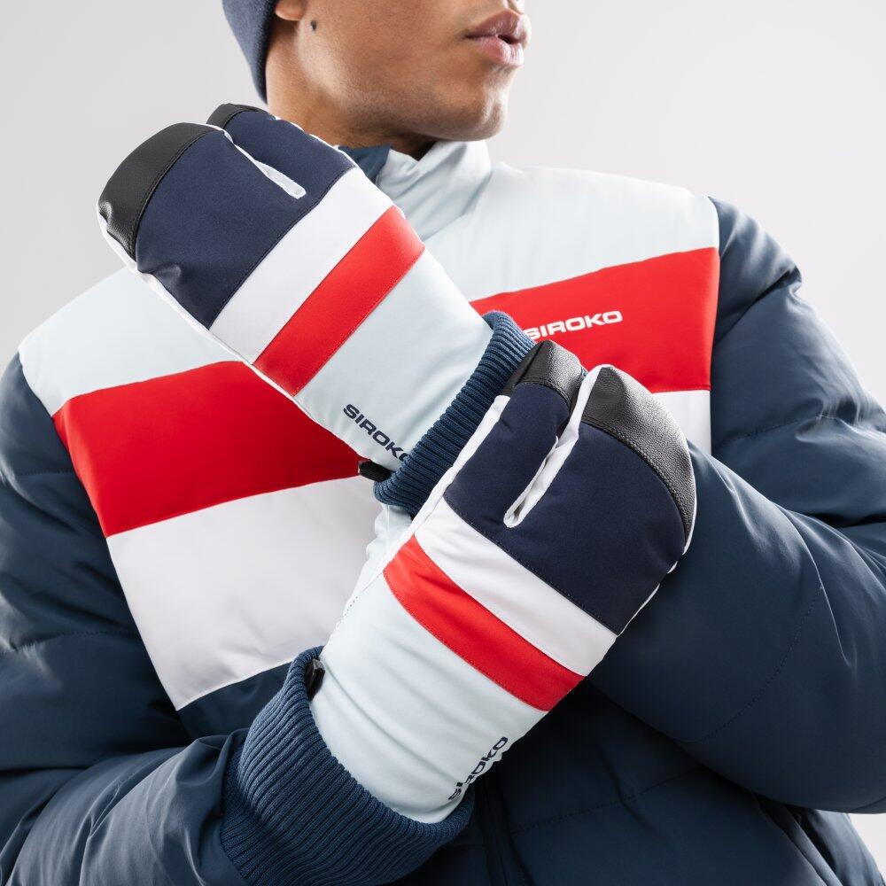 Men & Women 3-finger lobster ski mittens Glisse Light Blue Blue 6/6