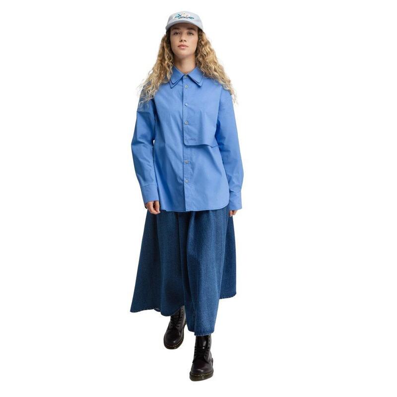 Cămașă oversize cu mânecă lungă pentru femei Marlene-W Blue Albastru