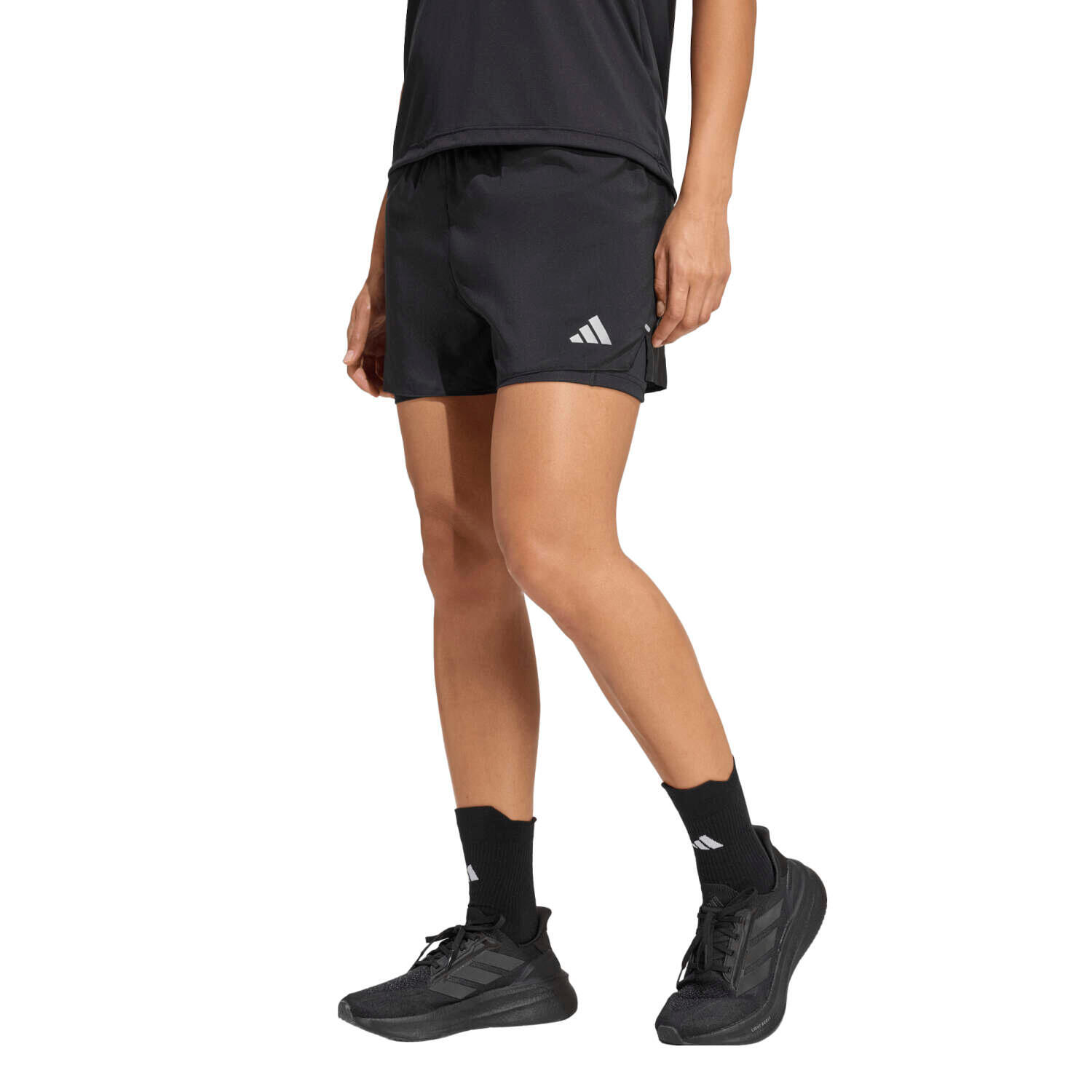 Calções de corrida para Mulher Adidas Run essentials Preto. 2/6