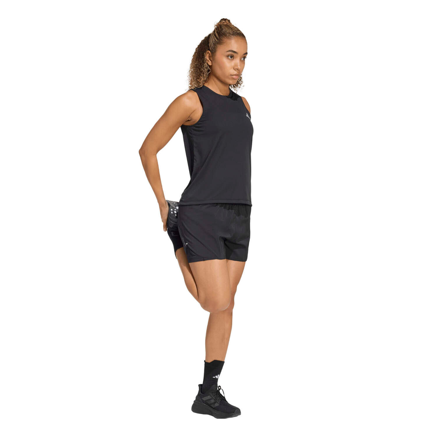 Calções de corrida para Mulher Adidas Run essentials Preto. 4/6