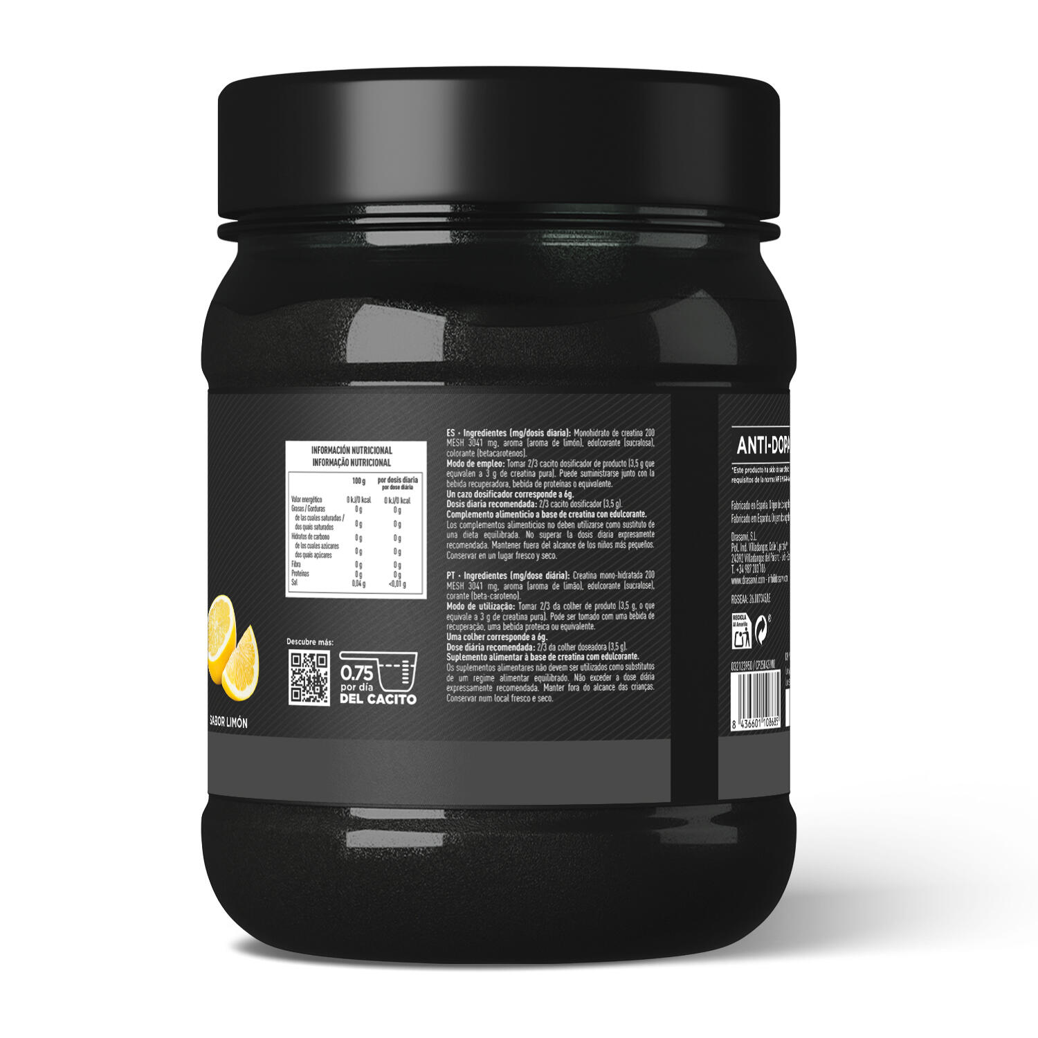 Creatina Monohidrato 200 Mesh 500 g Sabor Limón – Sport Live Drasanvi 5/6