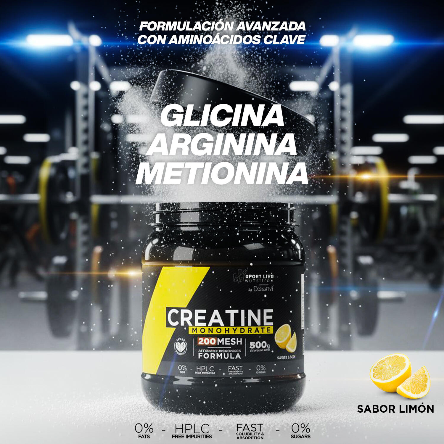 Creatina Monohidrato 200 Mesh 500 g Sabor Limón – Sport Live Drasanvi 4/6