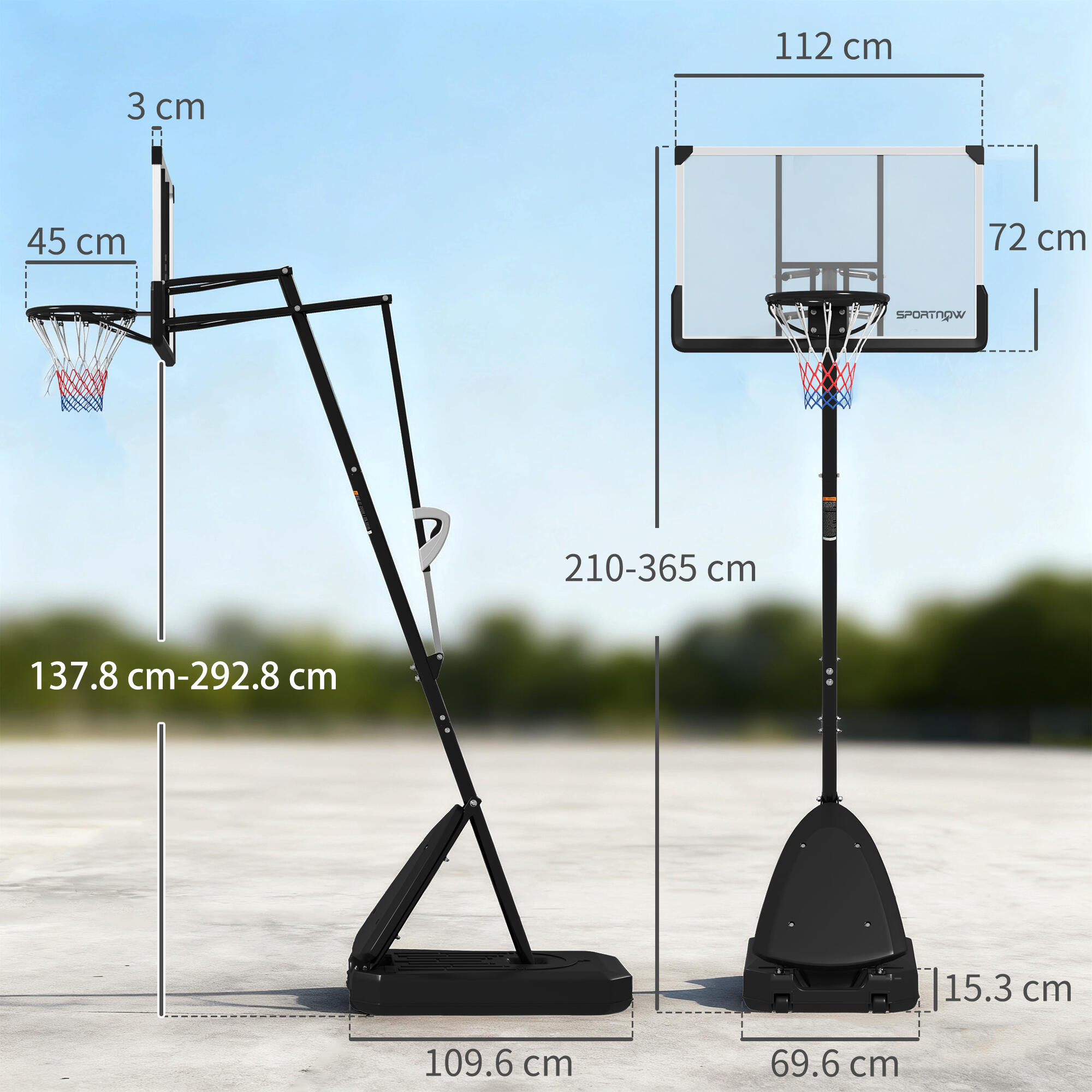 Cesto de Basquetebol SPORTNOW Preto 3/5