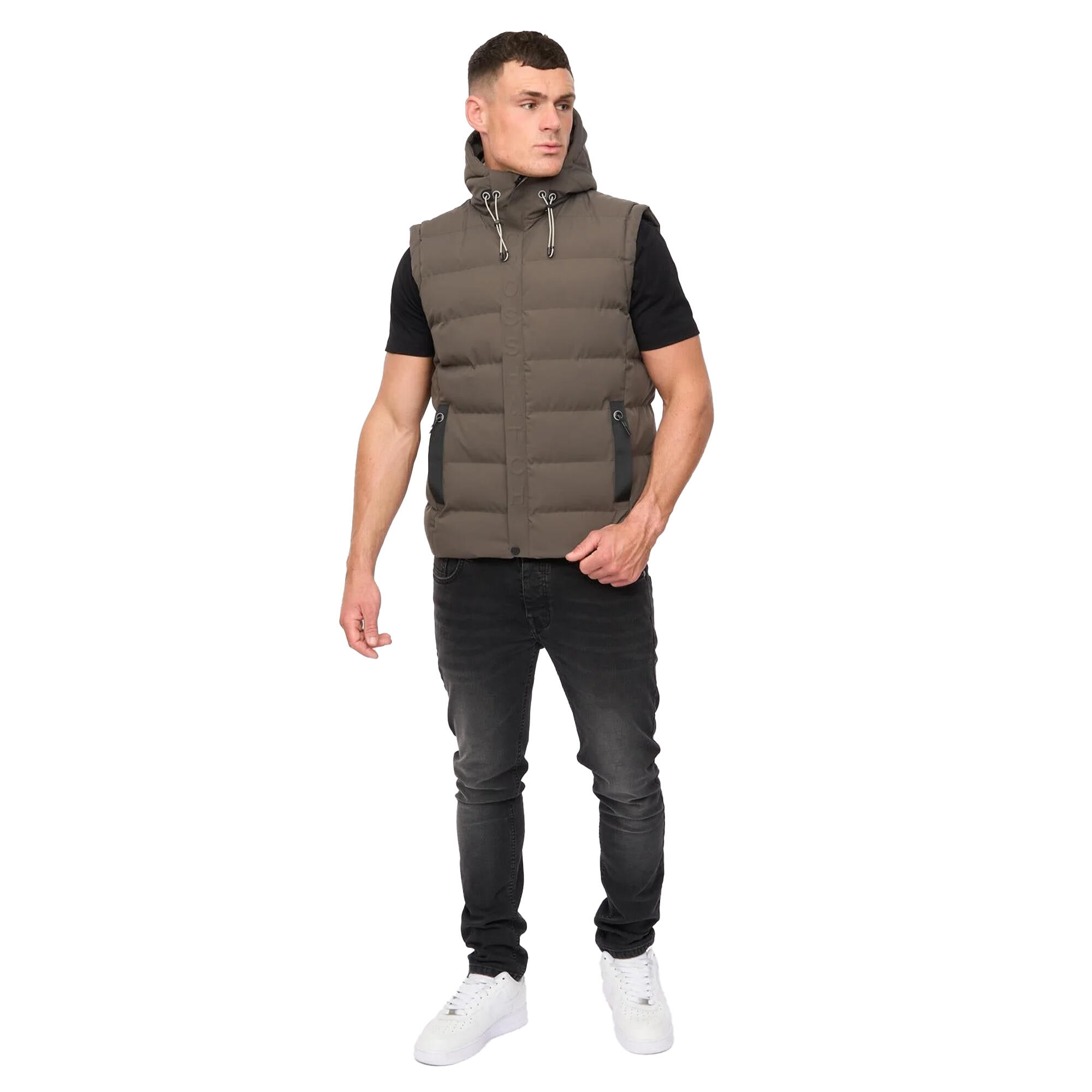 Mens Kampleys Embossed Padded Gilet (Deep Olive) 4/4