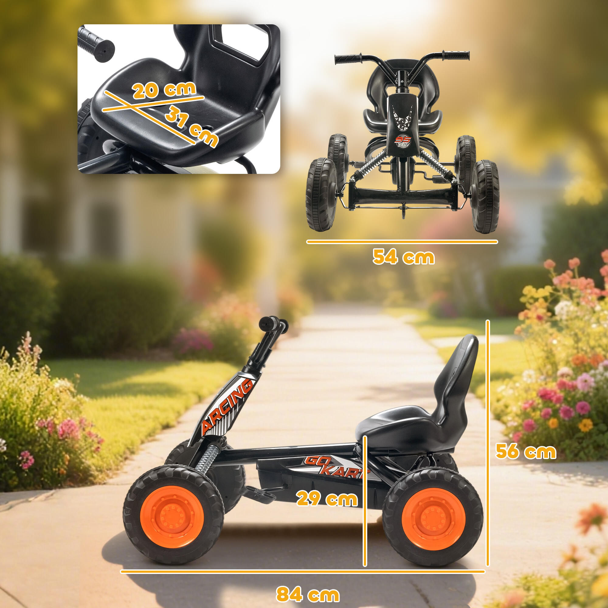 Kart a Pedales AIYAPLAY 84x54x56 cm Negro 3/5