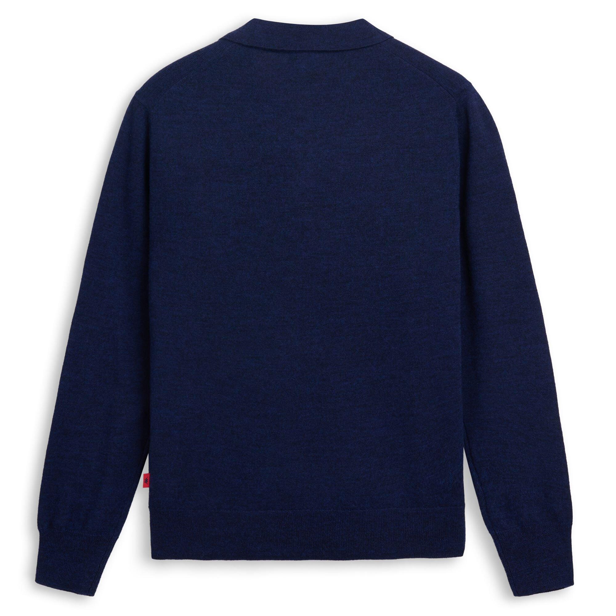 Polo da uomo in lana vergine blu da lifestyle 2/3
