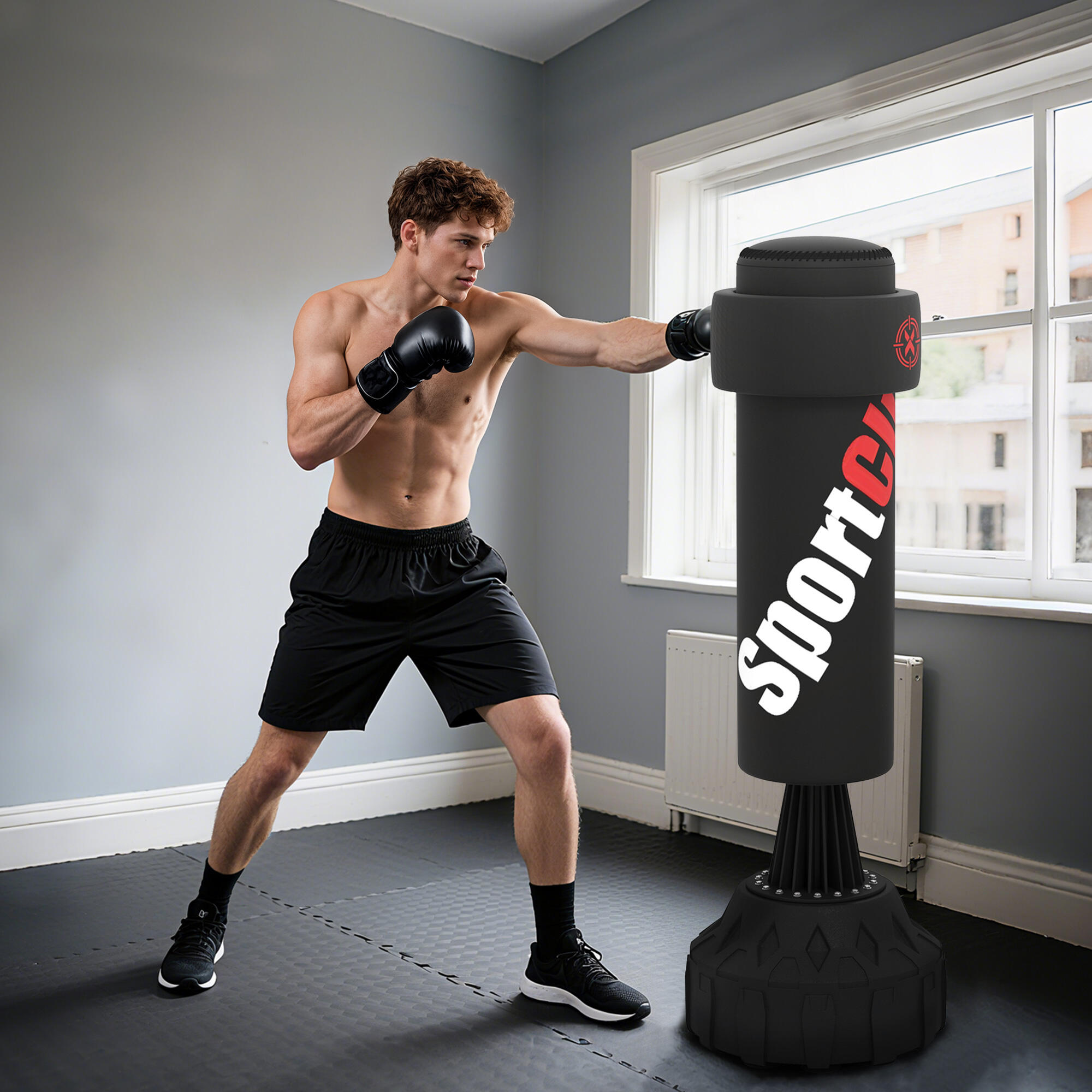 Sac autoportant - boxe - mixte - base lestable, hauteur réglable - noir 3/6