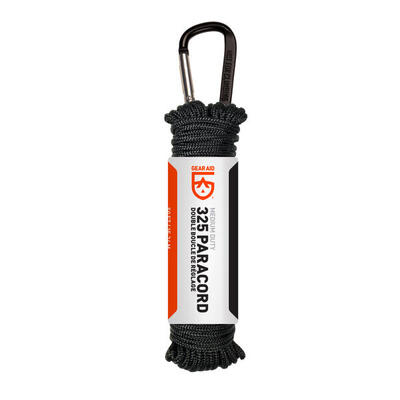 Paracord GEAR AID 325 50 ft 3 mm nylon 100% nero con moschettone 550 lb