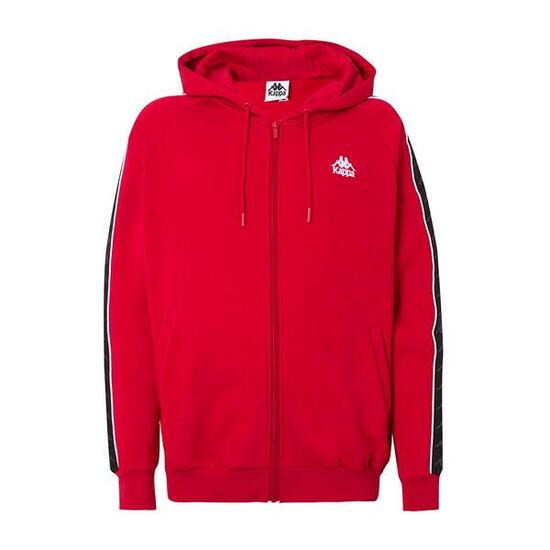 Felpa con zip da uomo in cotone rosso da streetwear sportivo