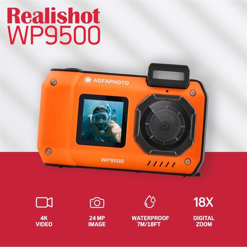 AgfaPhoto Realishot WP9500 étanche 24MP, zoom 18X, vidéo 4K, double écran 2/5