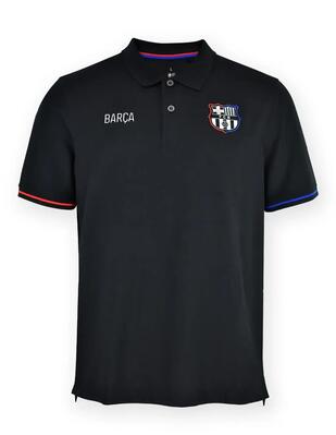 Het zwarte t-shirt met kraag van barcelona uit het seizoen 25/26