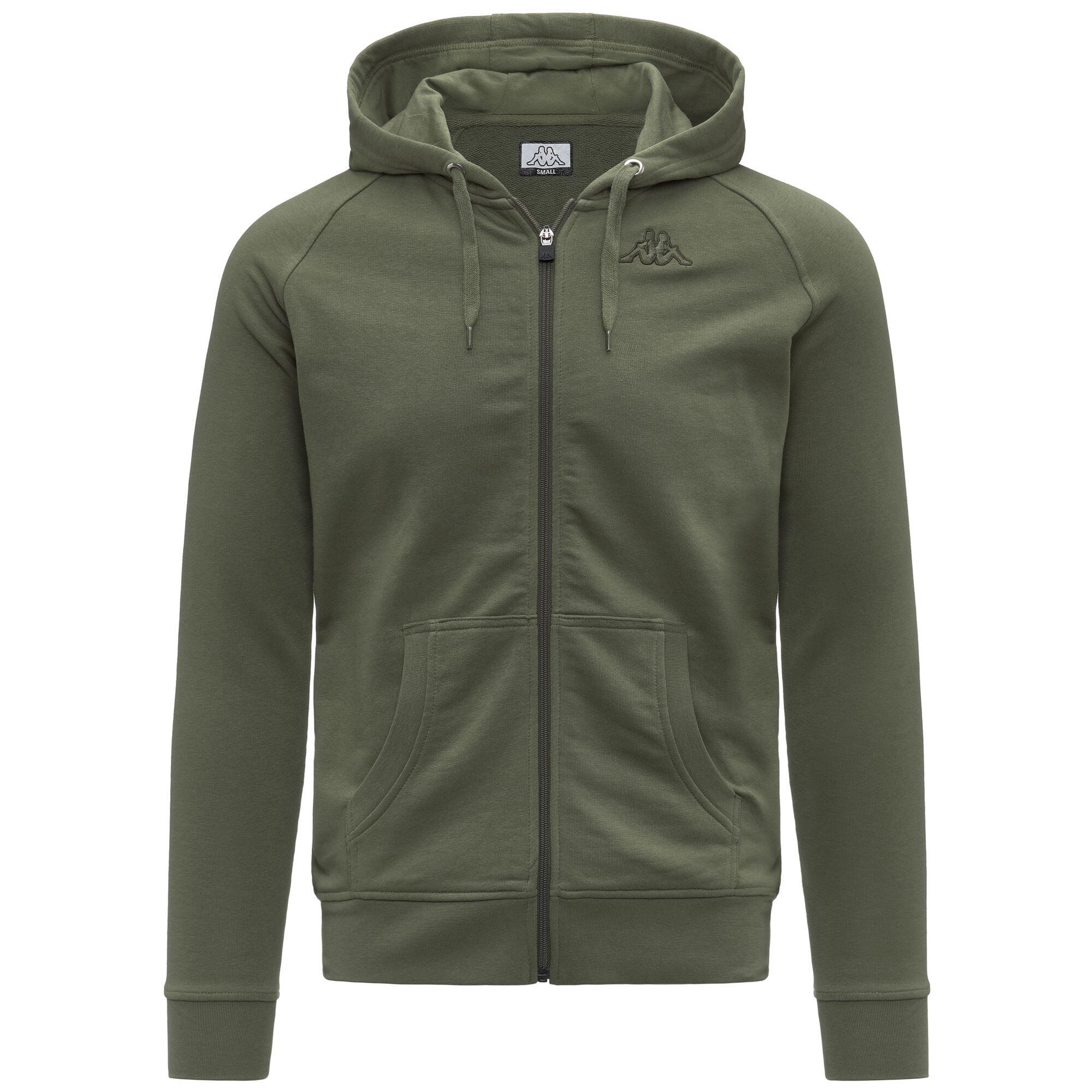 Felpa Con Cappuccio E Zip Kappa Uomo - Slim Fit, Logo Ricamato, French Terry, Per Sport E Tempo Libero