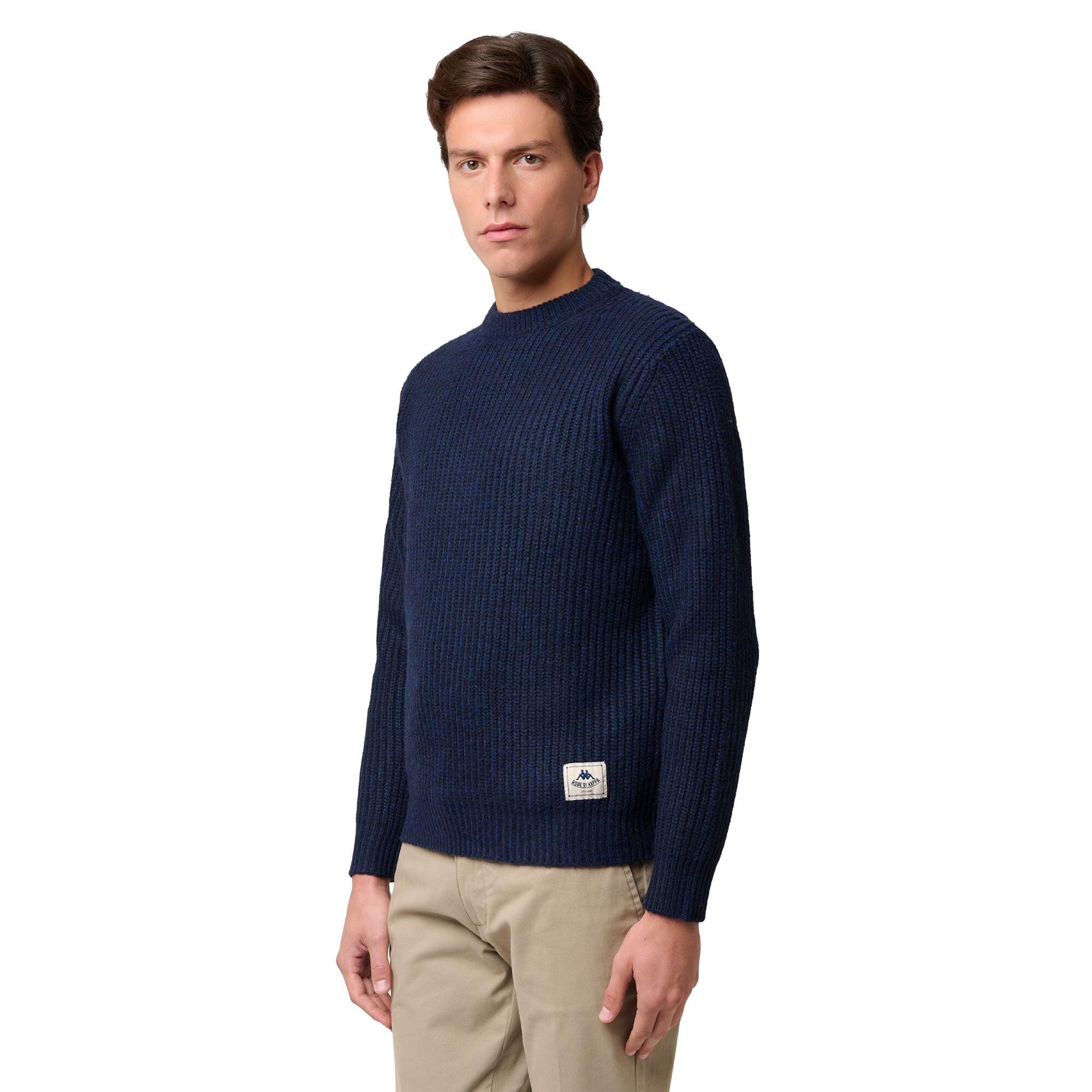 Maglione da uomo in poliestere riciclato blu da casual 4/6