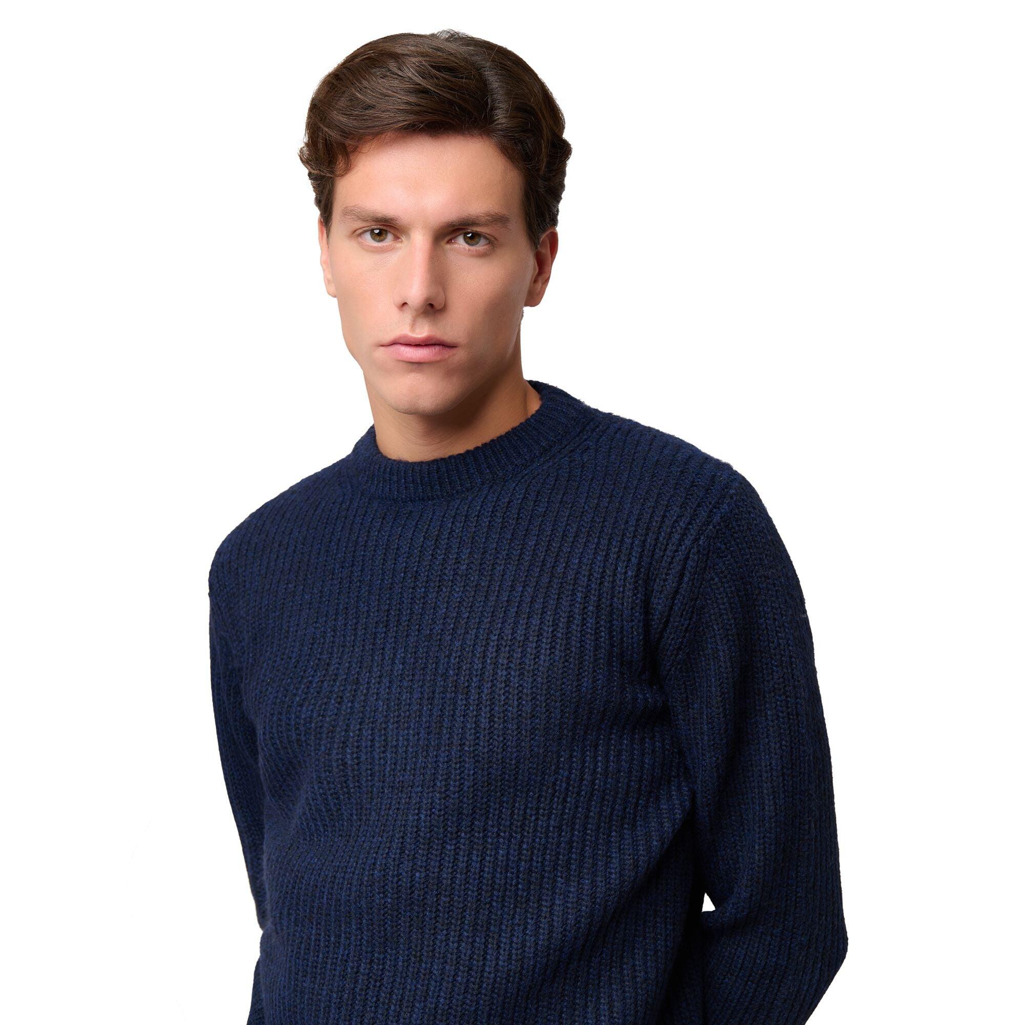 Maglione da uomo in poliestere riciclato blu da casual 6/6