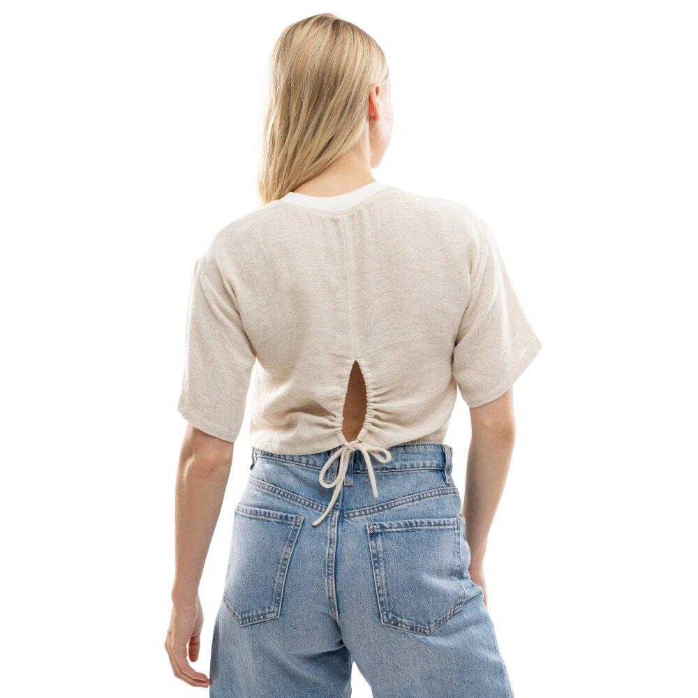 Crop top tissé femme IBZ Sunbeds Off White Beige 2/7