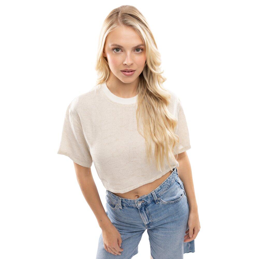 Siroko - Crop Top Tissé Femme Ibz Sunbeds Off White Beige - T-shirt Manches Courtes - Beige - Decathlon