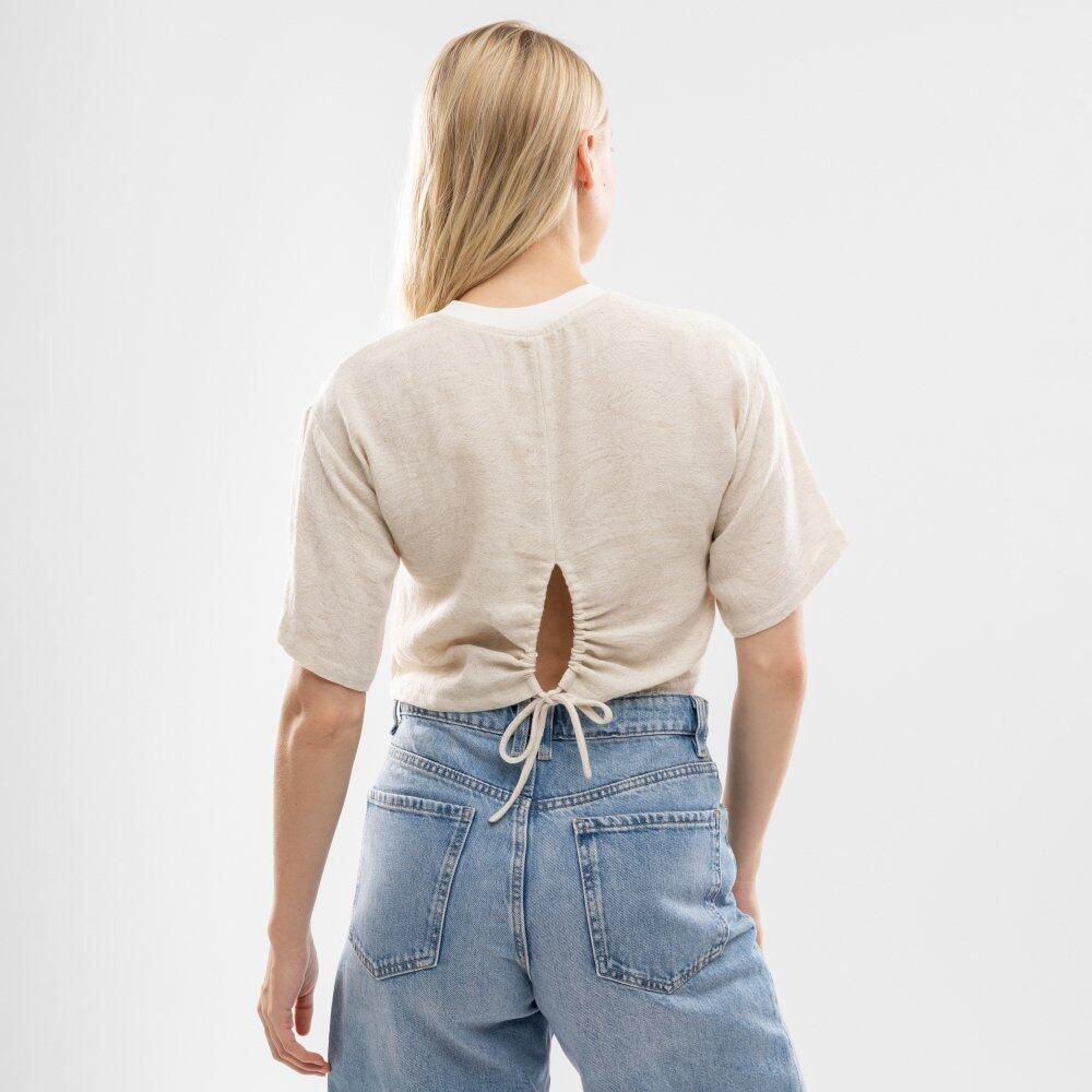Crop top tissé femme IBZ Sunbeds Off White Beige 6/7