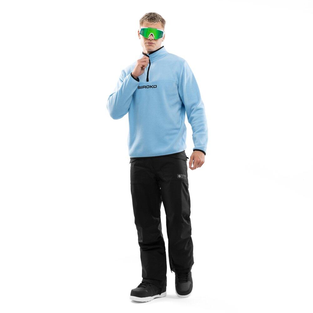 Heren Wintersport dikke fleece trui voor Momji Blauw 3/8
