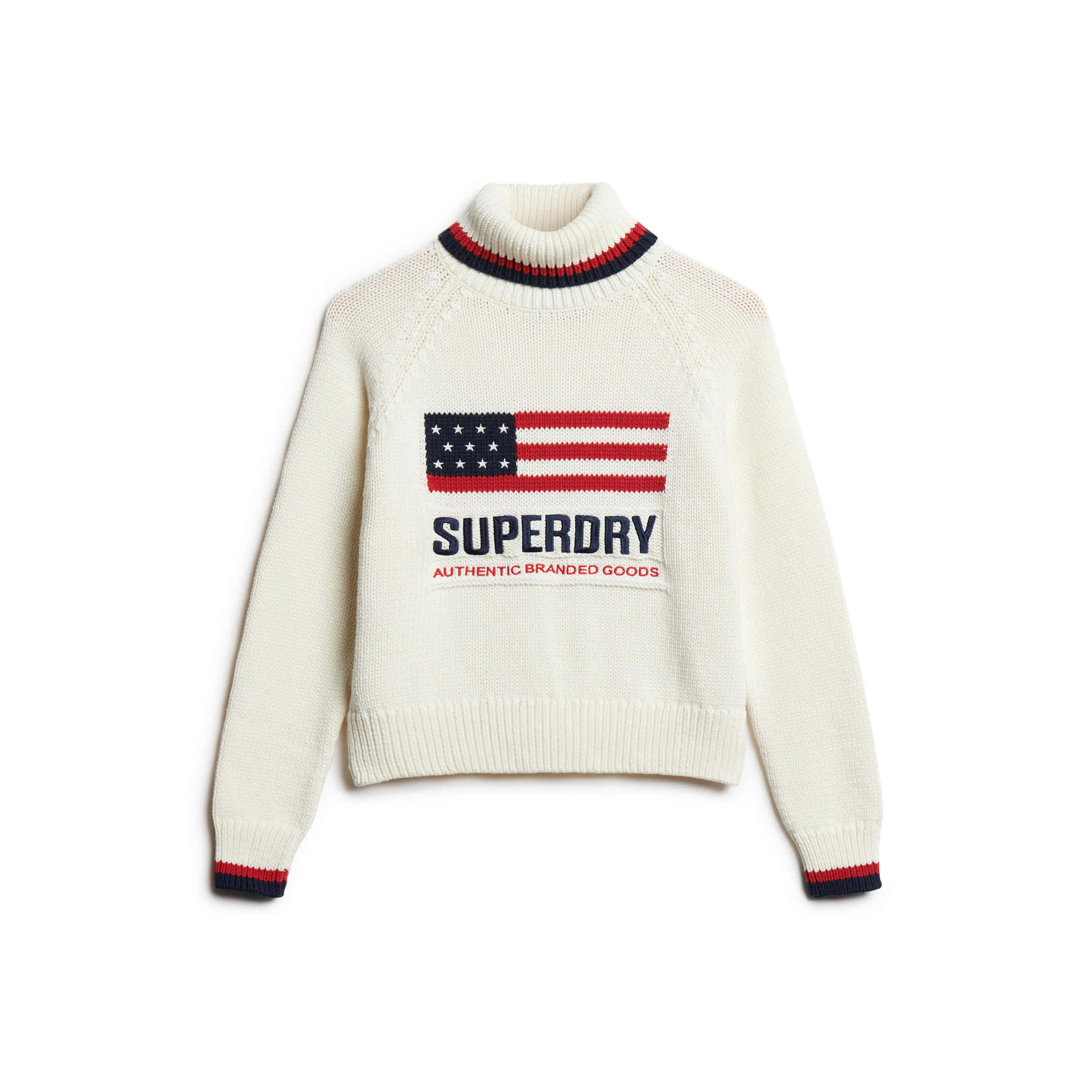 Superdry - Pull Col Roulé Femme Superdry Americana - Pull - Beige|blanc - Decathlon
