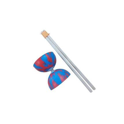 Diabolo Multicolore Bleu / rouge PLAY + baguettes bois
