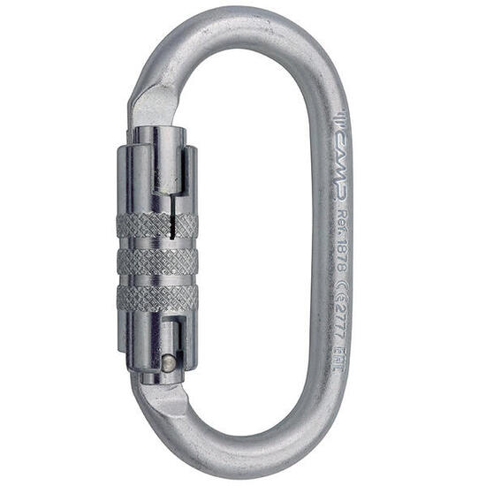 Moschettone ovale CAMP acciaio zincato 30/15/9 kN Keylock 2Lock apertura 17 mm