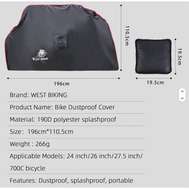 Husă de bicicletă WEST BIKING 190D (Universală)