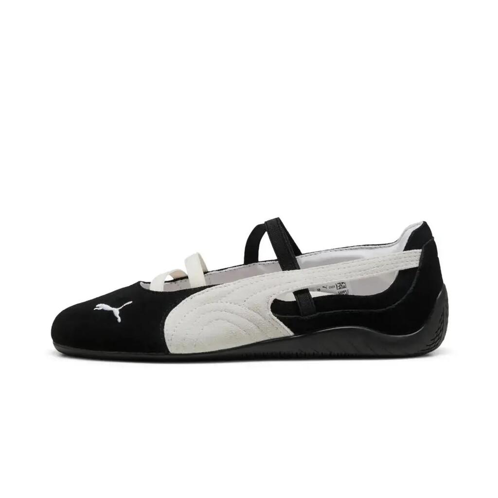 Women's Puma Speedcat ballet sneakers in black.