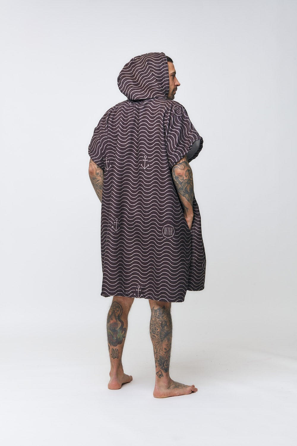 Poncho de surf para adultos - Waves - Preto 2/4