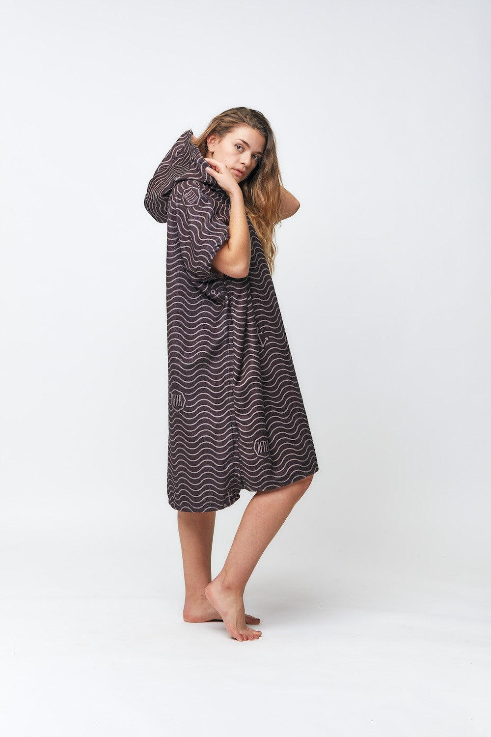 Poncho de surf para adultos - Waves - Preto 4/4