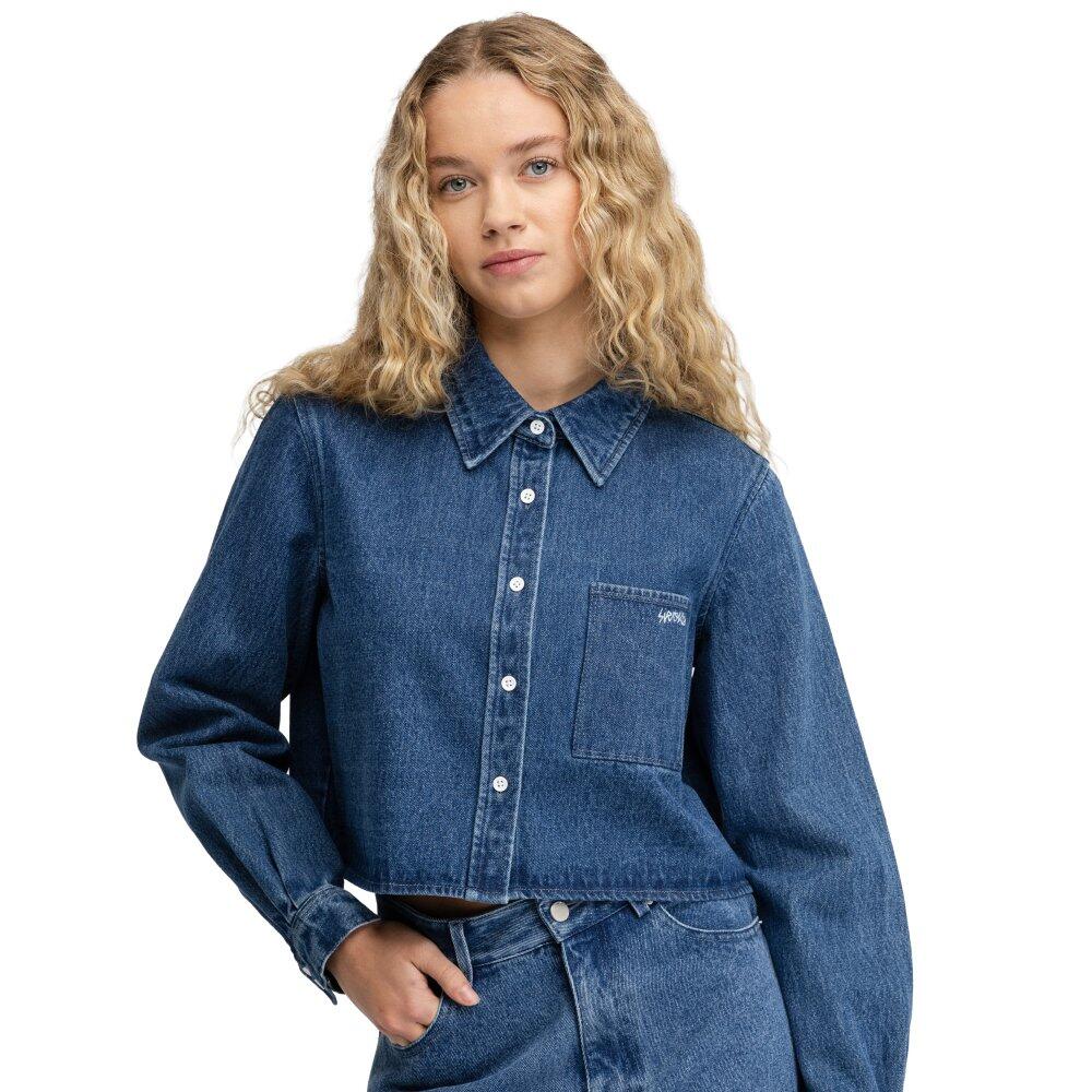 Cămașă cropped din denim pentru femei Nimes-W Blue Albastru