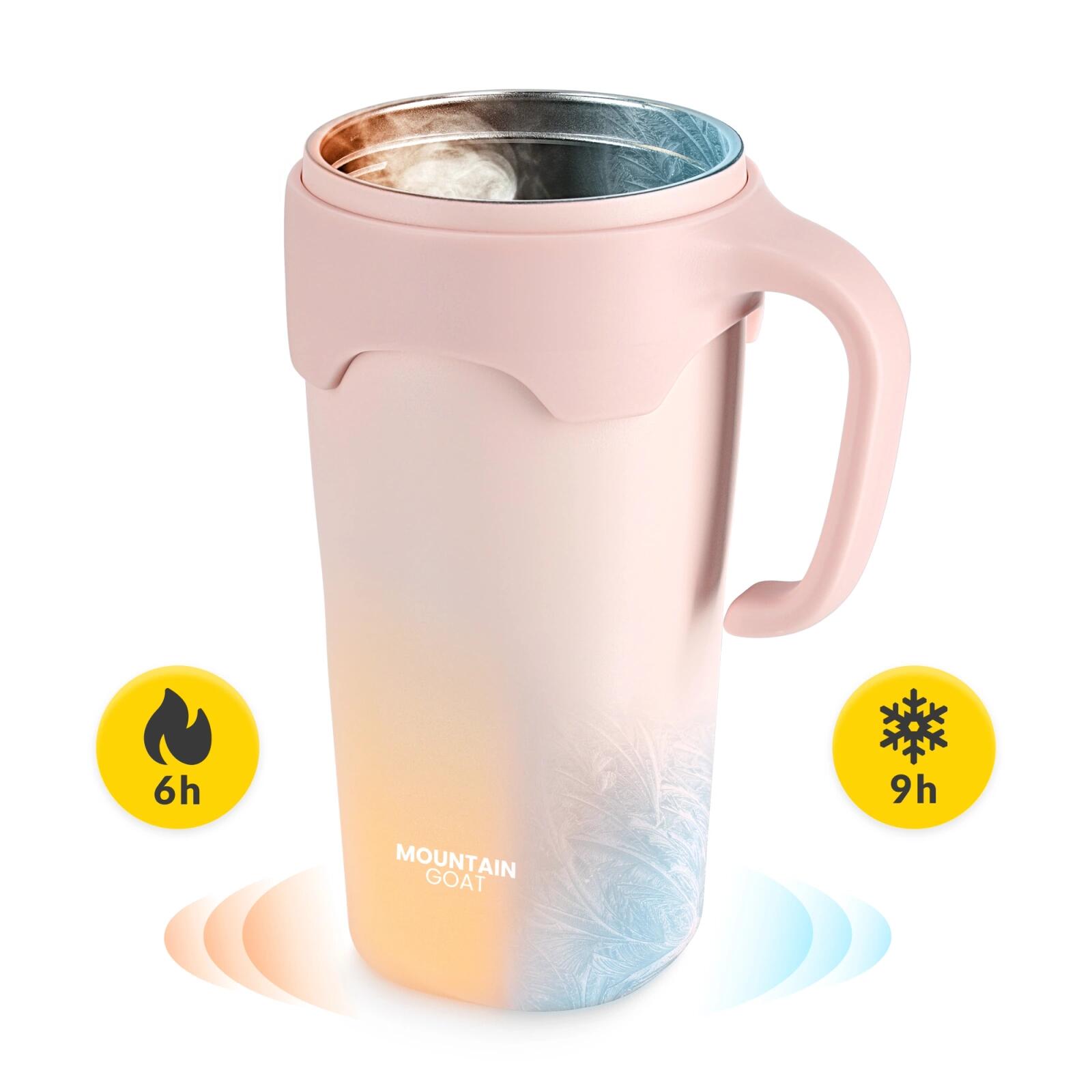 Thermobecher mit Strohhalm 650 ml Rosa – isoliert 3/7
