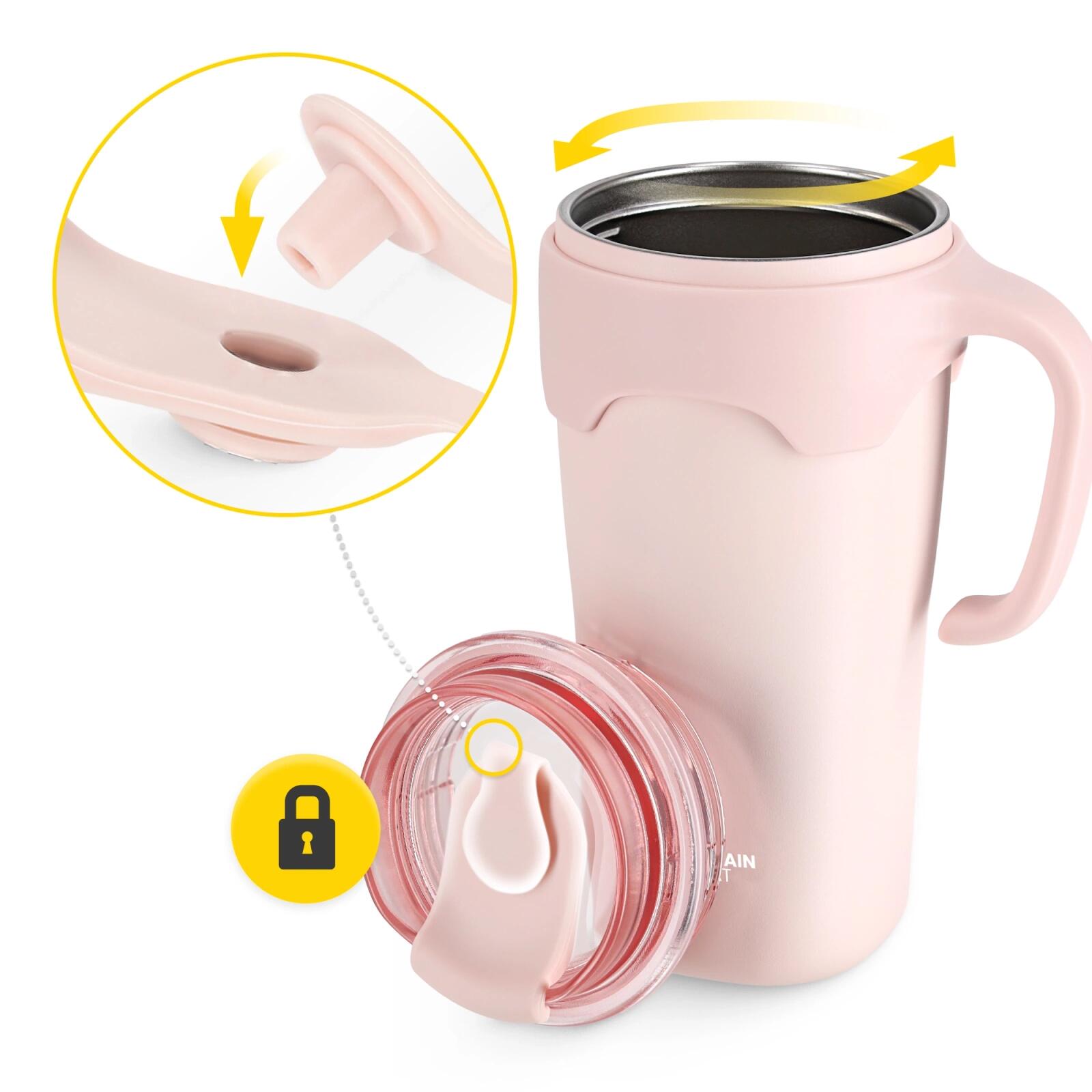 Thermobecher mit Strohhalm 650 ml Rosa – isoliert 5/7