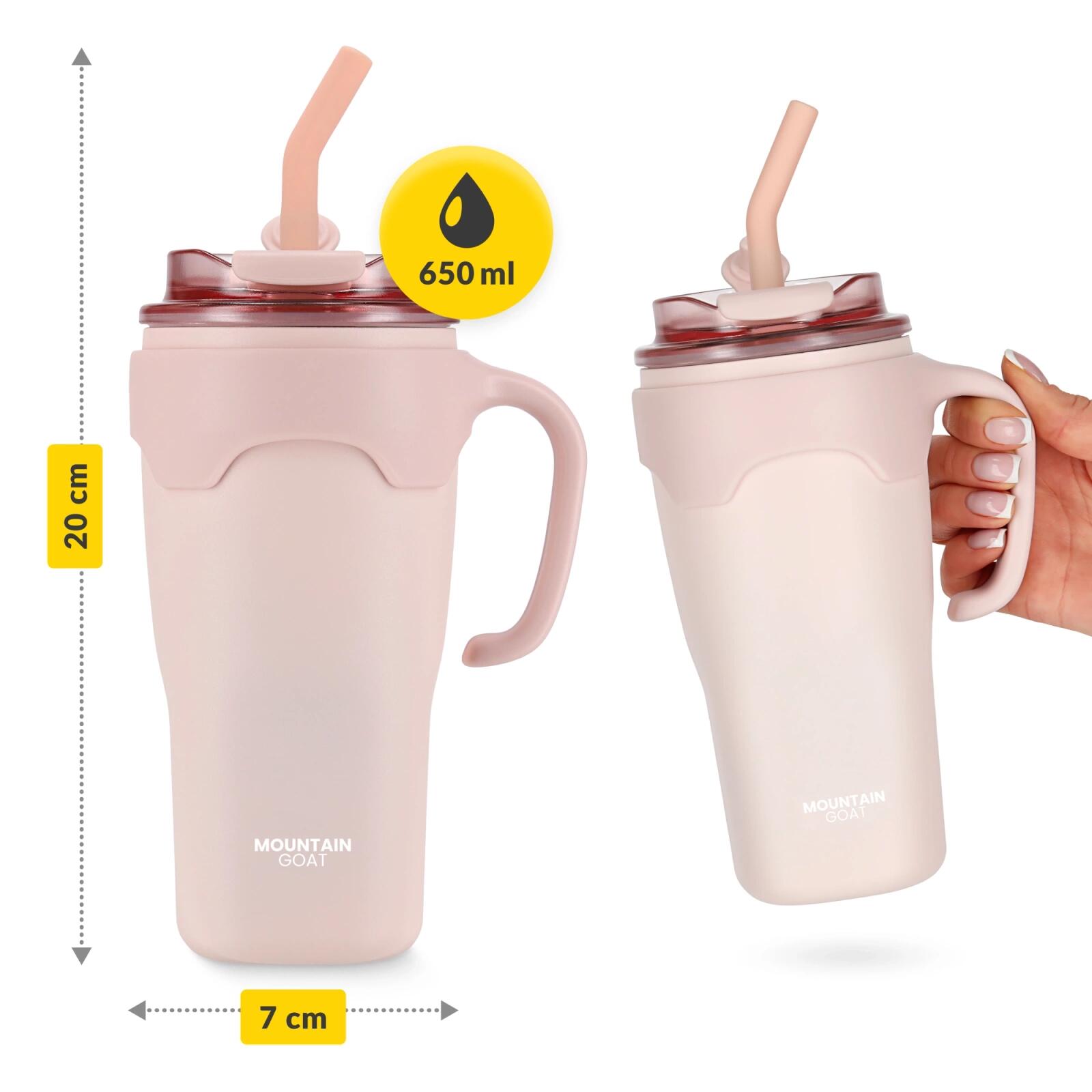 Thermobecher mit Strohhalm 650 ml Rosa – isoliert 4/7