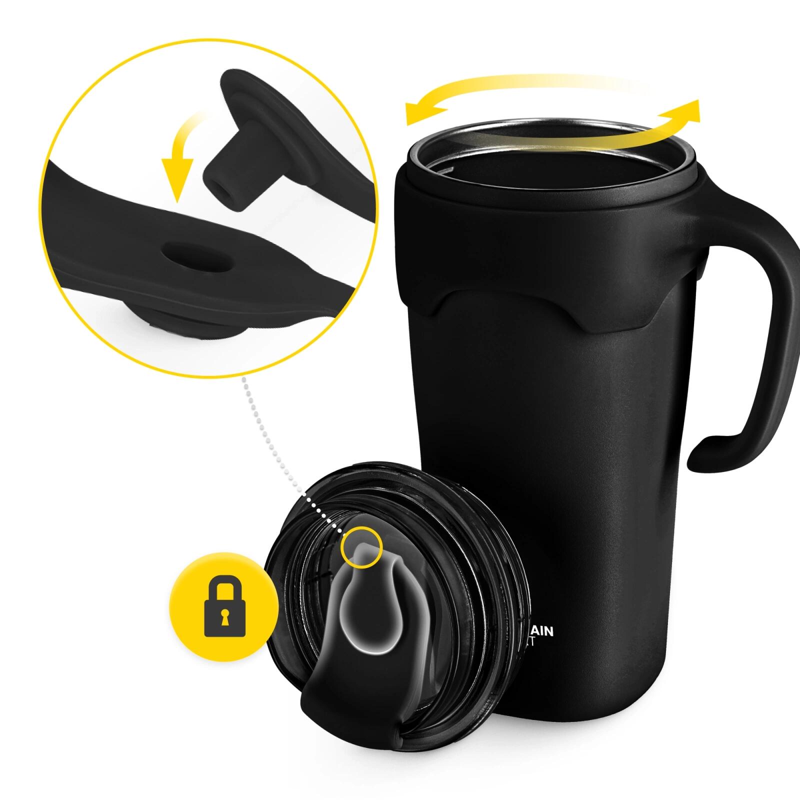 Thermobecher mit Strohhalm 650 ml Schwarz – Edelstahl 5/7