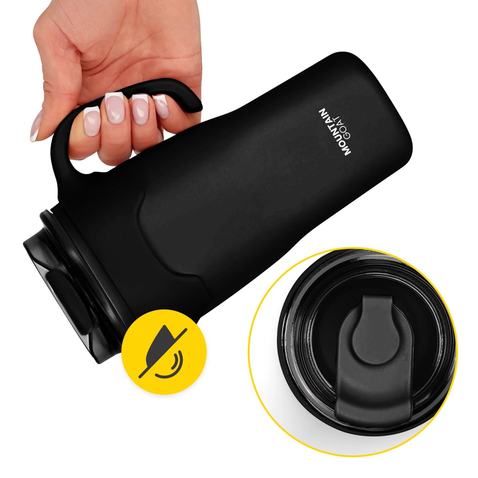 Thermobecher mit Strohhalm 650 ml Schwarz – Edelstahl 6/7