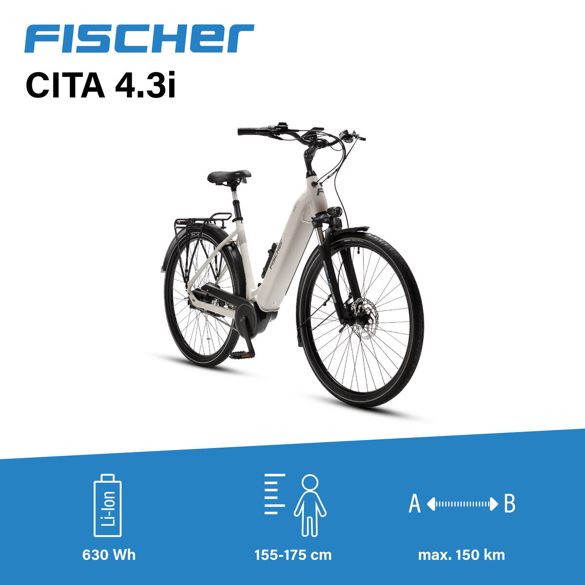 FISCHER City E-Bike CITA 4.3i - beige matt, 28 Zoll, RH 43 cm, 630 Wh |  Decathlon